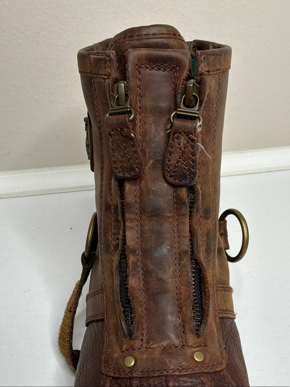 Polo Ralph Lauren Conquest Hi lll Duck Boots Zip 7.5 D Brown Leather Men's Boots